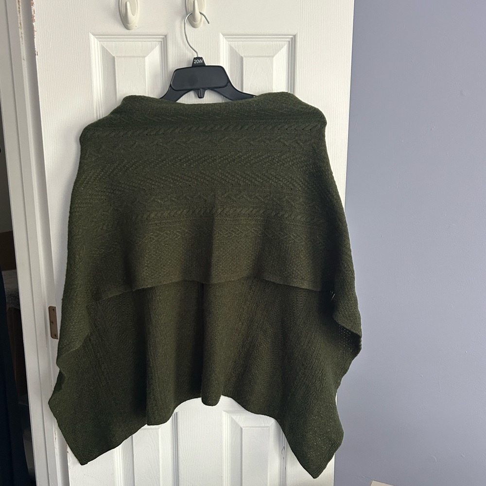 J Jill Olive Green Women's Versatile Dress Topper Poncho Sweater Cape - OS